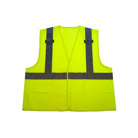 Azusa Safety Economy Hi-Vis ANSI/ISEA Type R Class 2 Mesh Vest w/2" Reflective Tape and 2 Pockets, 2XL SVGZ2